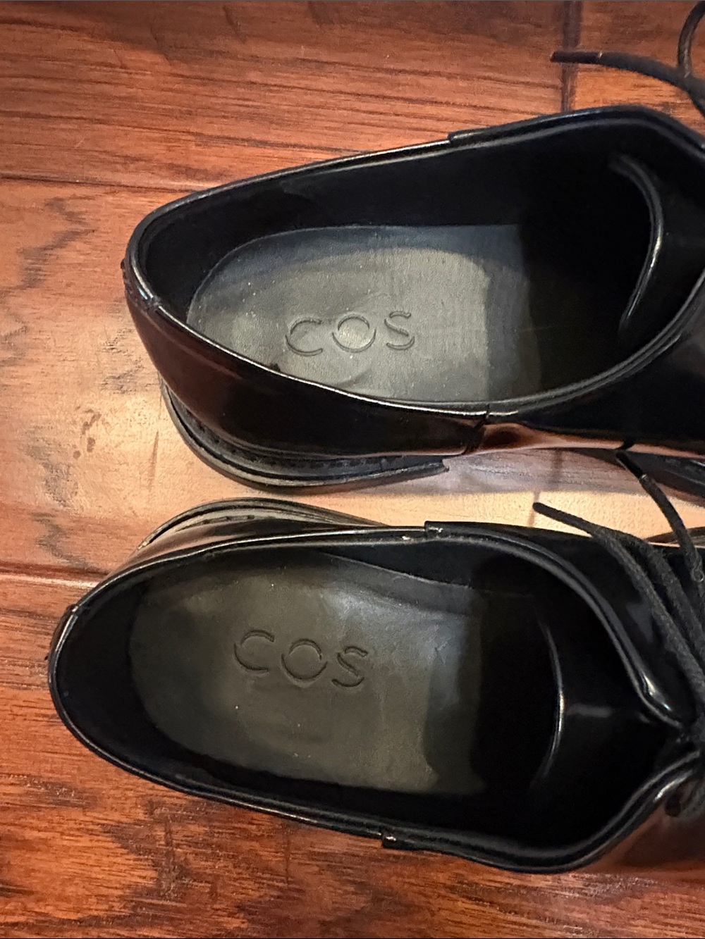 COS Black Patent Leather Lace-Up Flats - Picture 5 of 7
